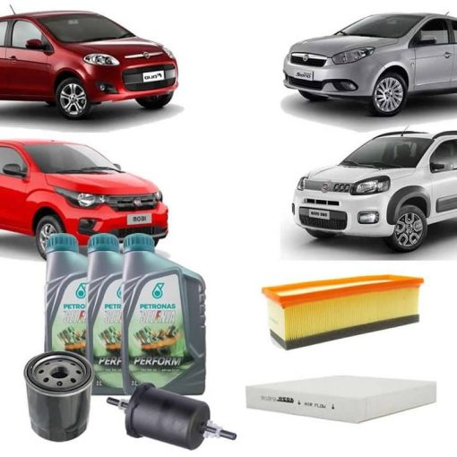 Kit Troca de Óleo e Filtros Grand Siena Novo Uno Palio Fiorino Mobi Strada Partner (1.0/1.4 Evo)