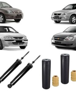 Par de Amortecedor Traseiro + Kits Corsa 94/02 Classic 03/16 Celta 02/15 Prisma 07/12