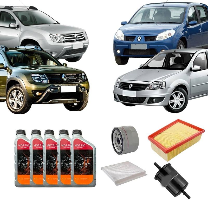 Kit Troca de Óleo e Filtros Logan Sandero Duster 1.6 16v