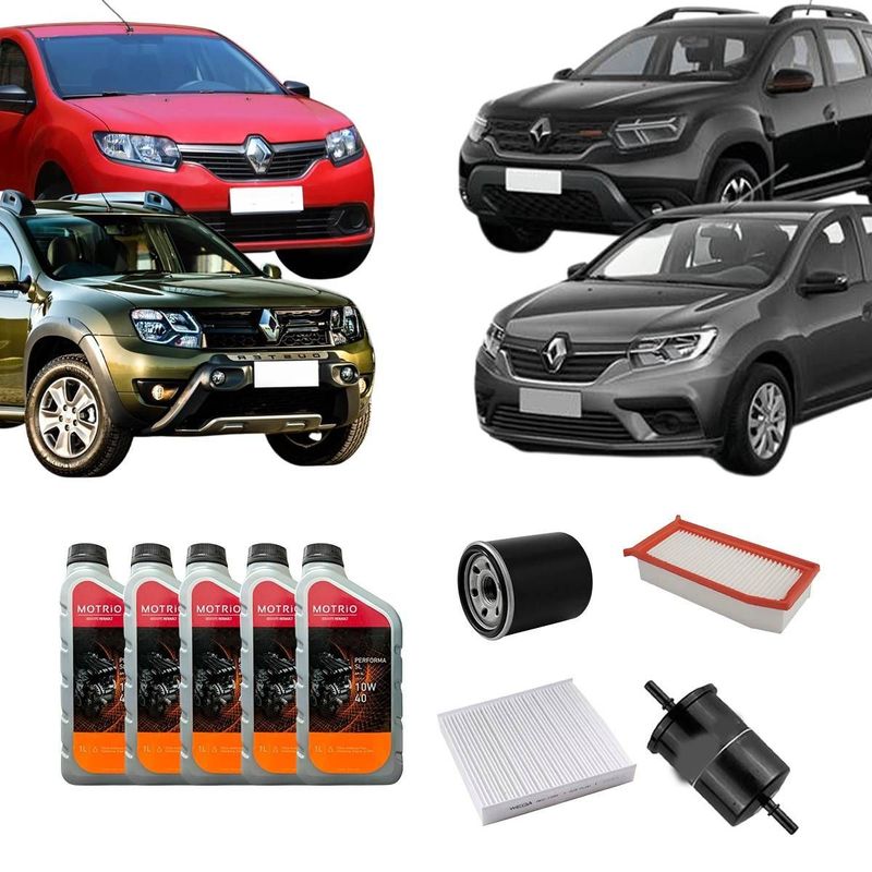 Kit Troca de Óleo e Filtros Logan Sandero Duster Captur 1.6