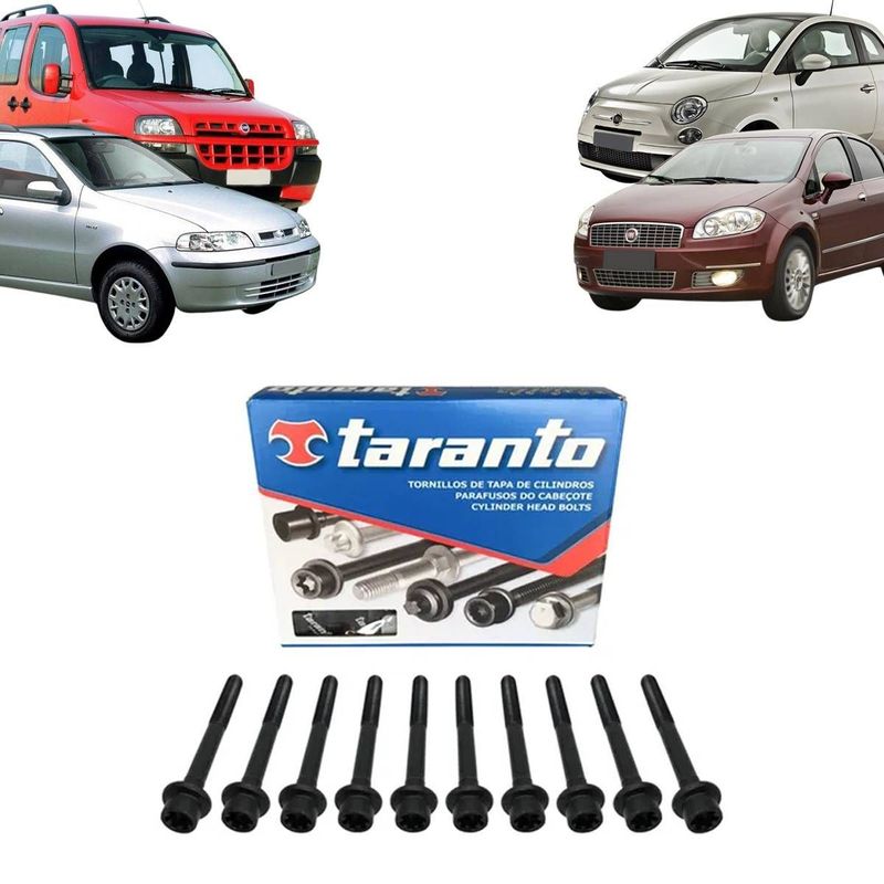 Jg Parafusos Cabeçote Fiat 500 07/11 Siena Palio 00/03 Doblo 01/06 Punto 09/17 Linea 08/12 Bravo 11/16 16v Gasolina