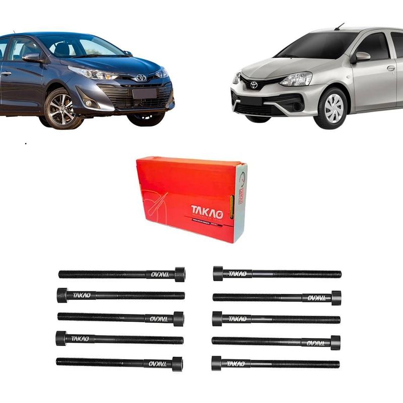 Jogo Parafusos Cabeçote Yaris 18/26 Etios 12/21 1.3/1.5 16v